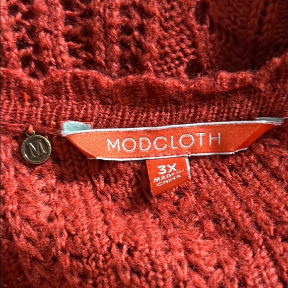 Modcloth Orange Crew Neck Sweater with Lace Detail - Picture 6 of 8